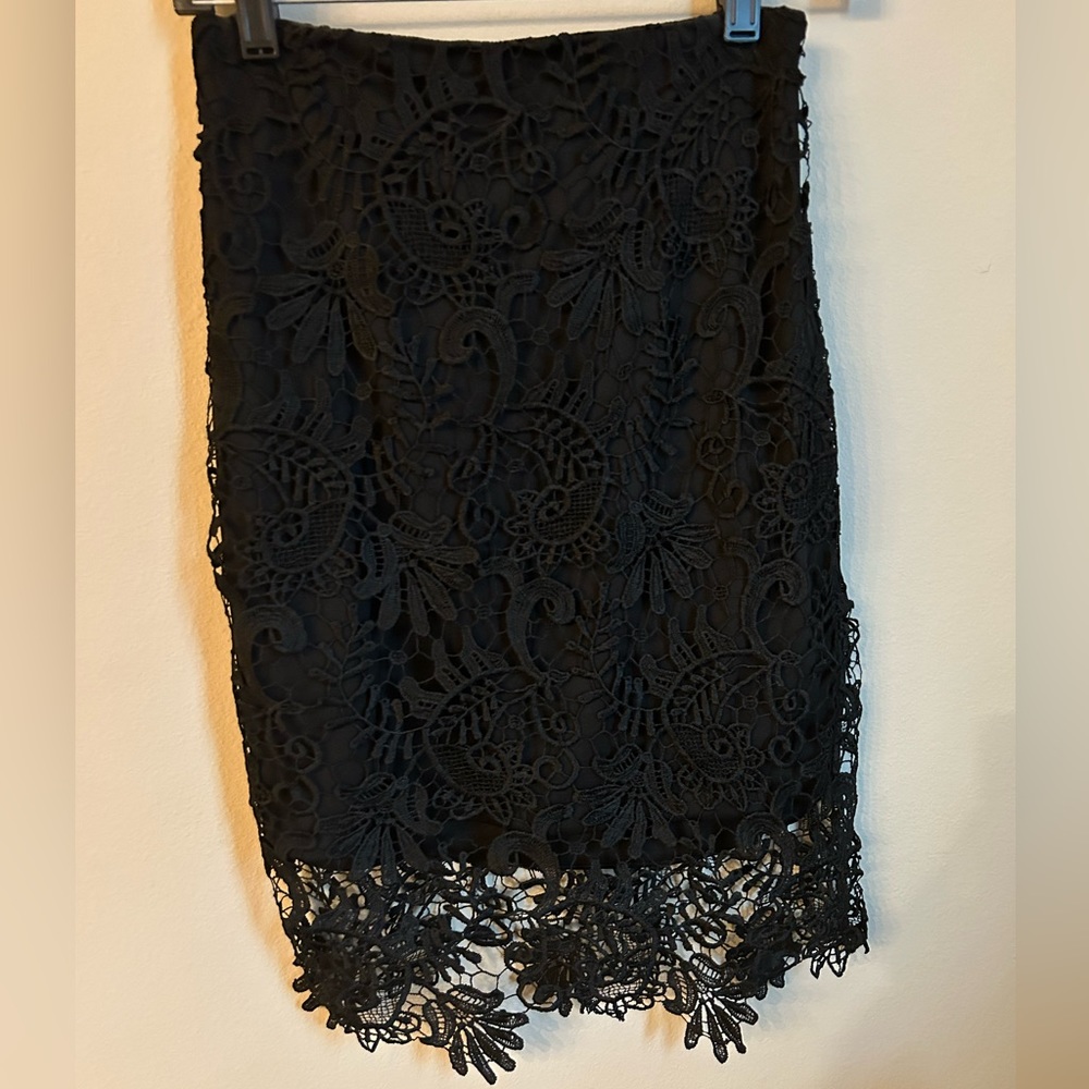 Black lace midi skirt- Bebe